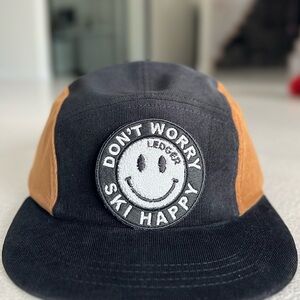 Don’t Worry Ski Happy Smiley New Era Black and Brown Adjustable Cap NWT